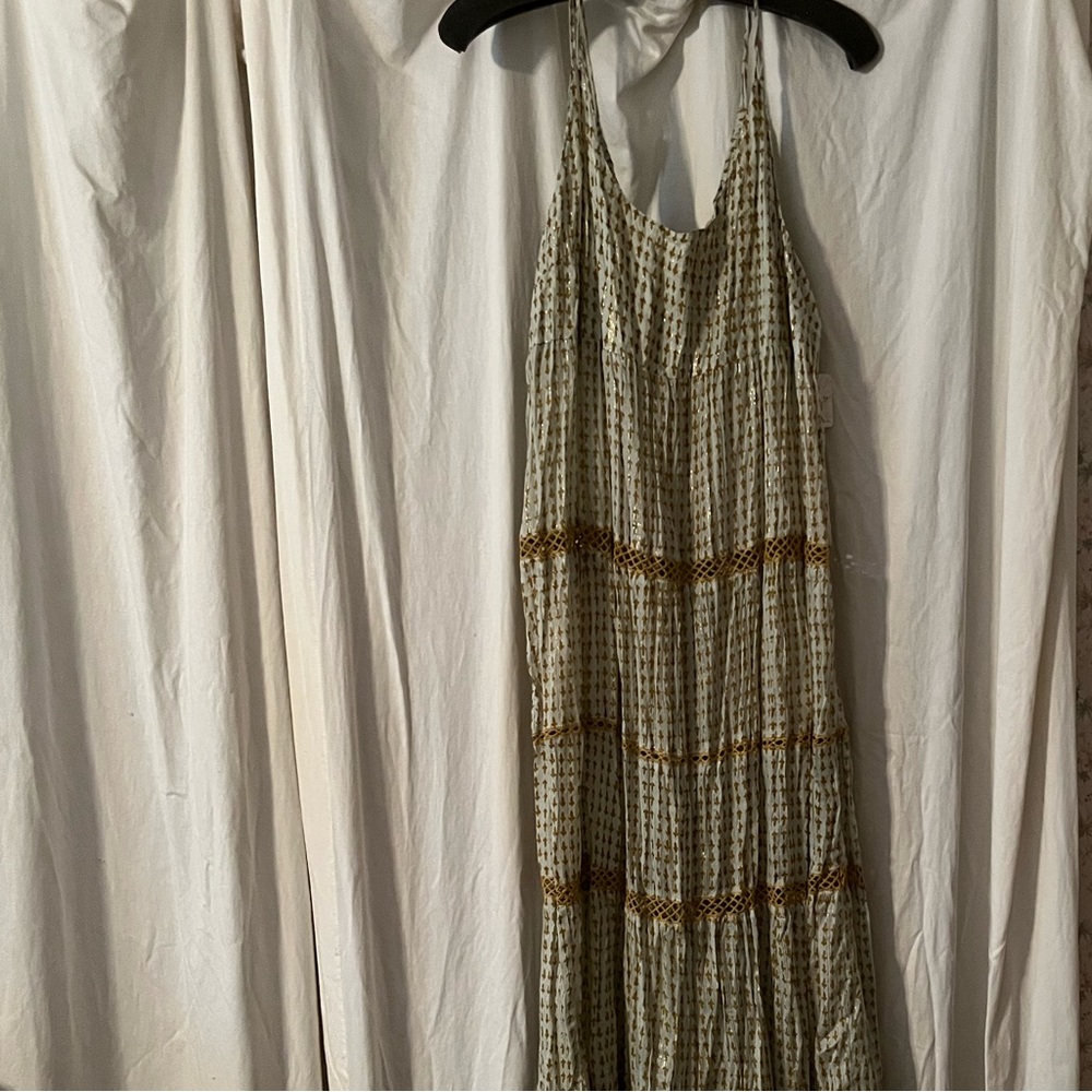 NWT intimately free people long chemise light green w/gold